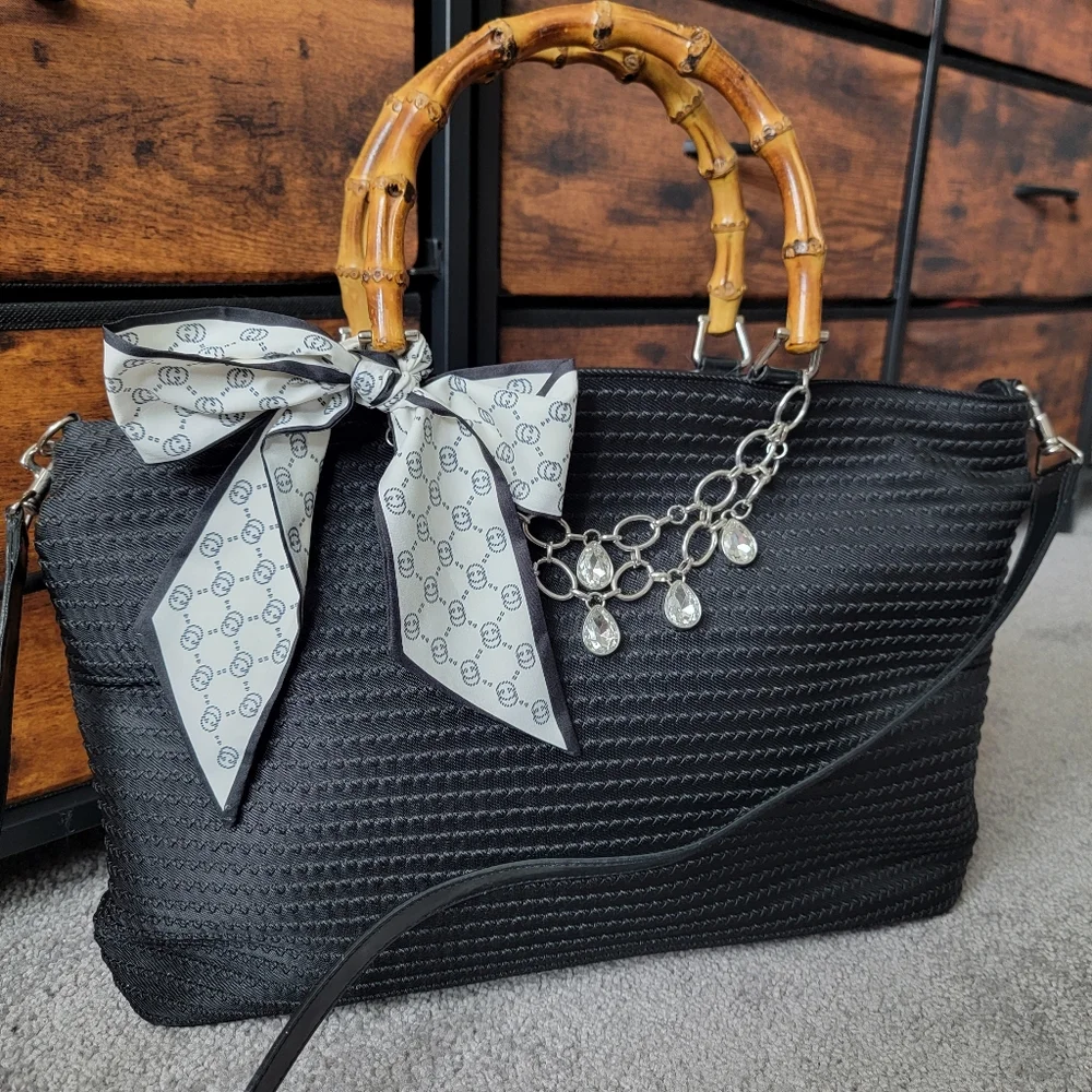 Authentic Gucci Bamboo Tote Shoulder Bag with Strap - Picture 1 of 15